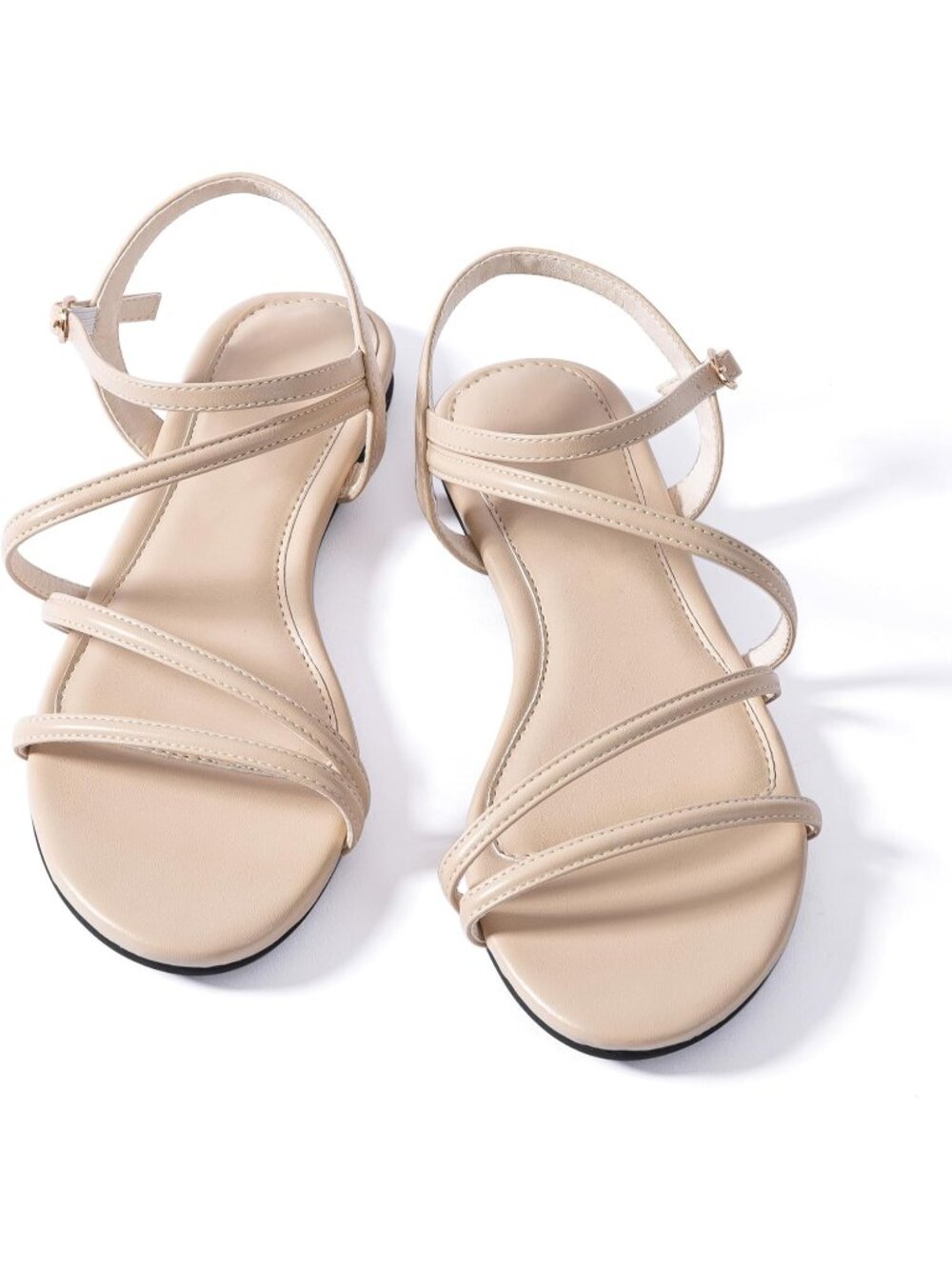 🆕Women's Nude Flat Sandals Strappy Gladiator Ankle Strap Open Toe